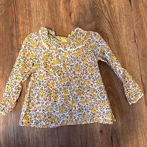 Mini Boden Floral Blouse with Ruffle Trim